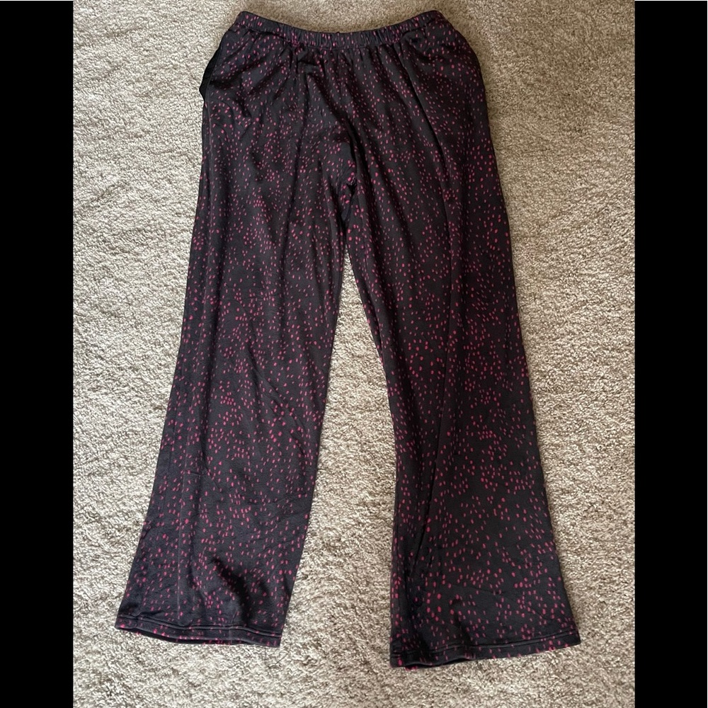 H by Halston Blue Pink Polka Dots Plush Lounge/ Pj Bottoms Size Medium
